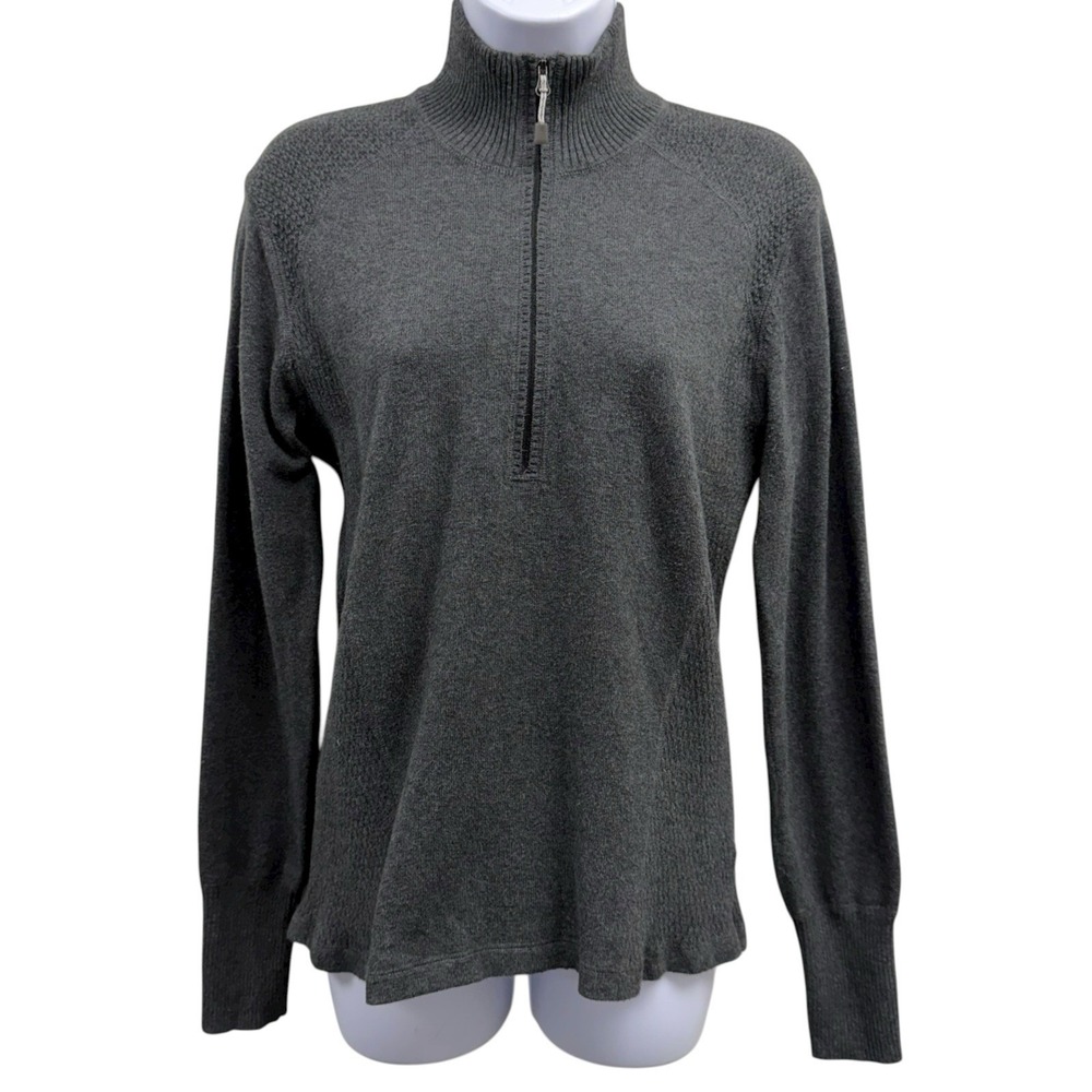 Eddie Bauer Women's Large 1/2 Zip Pullover Dark‎ Gray Mock Neck Sweater